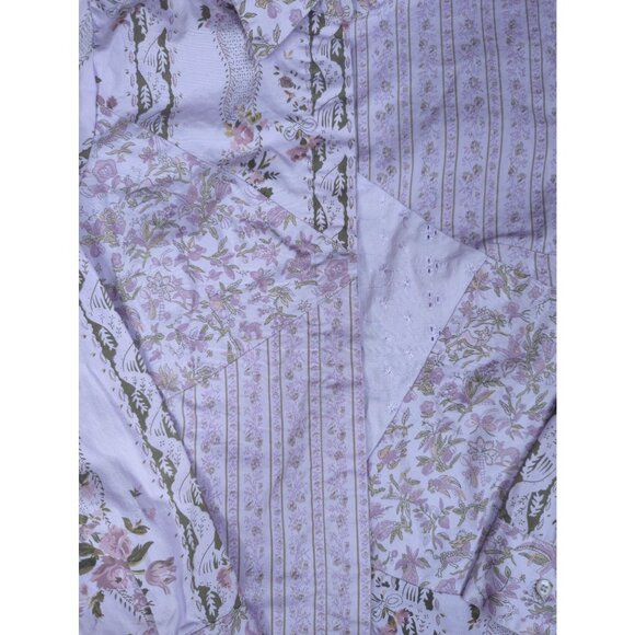 Vintage Denim & Co Size M Womens Lavender Floral Cotton Button Down Shirt - Picture 6 of 9